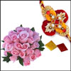 Designer Rakhi + Pink Roses Bunch - Click here to View more details about this Product